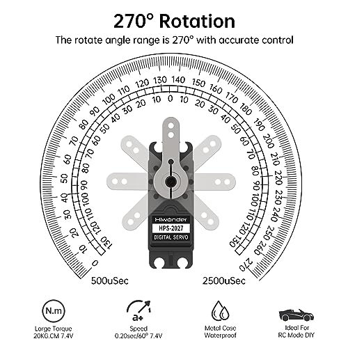 20KG High Torque Digital Servo Motor Full Metal Gear, Waterproof Servp for RC Mode DIY,Control Angle 270° - size: 20KG/270°