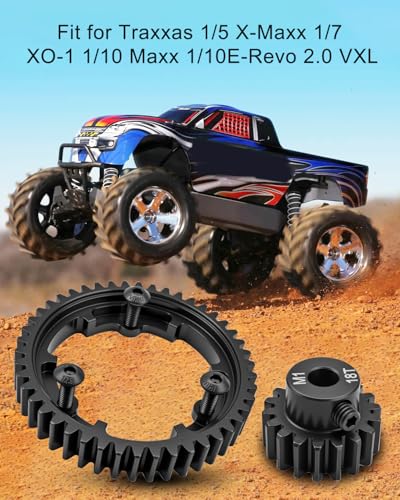 Hardened Steel 46T Spur Gear 1 Mod ＆ 18T Motor Pinion Gear, Fit for Traxxas 1/5 X-Maxx 1/7 XO-1 1/10 Maxx/E-Revo 2.0 VXL Replace #6447