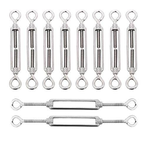 10 Pack M6 Eye and Eye Turnbuckle for Cable Wire Rope Tension Heavy Duty Stainless Steel Turnbuckle for Sun Shade, Hanging Outdoor Lights Strings - style: Eye and Eye Turnbuckle