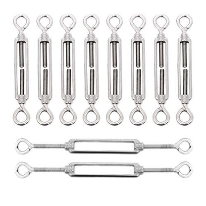 10 Pack M6 Eye and Eye Turnbuckle for Cable Wire Rope Tension Heavy Duty Stainless Steel Turnbuckle for Sun Shade, Hanging Outdoor Lights Strings - style: Eye and Eye Turnbuckle