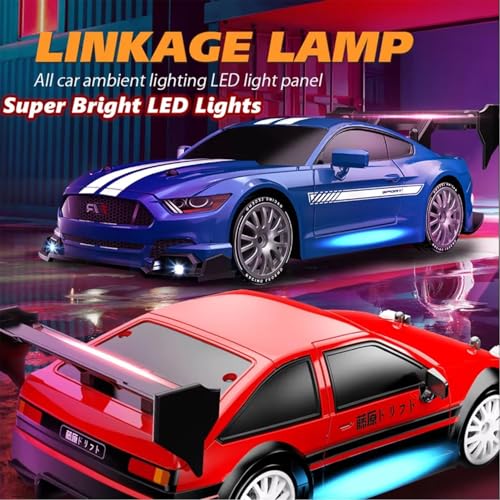 1:24 Scale RC Drift Car 4WD 2.4GHz 30KM/H High Speed Racing Sport Toy Car with LED Lights Racing and Drift Wheels Suitable for Beginners (8608-Grey) - color: 8608-grey