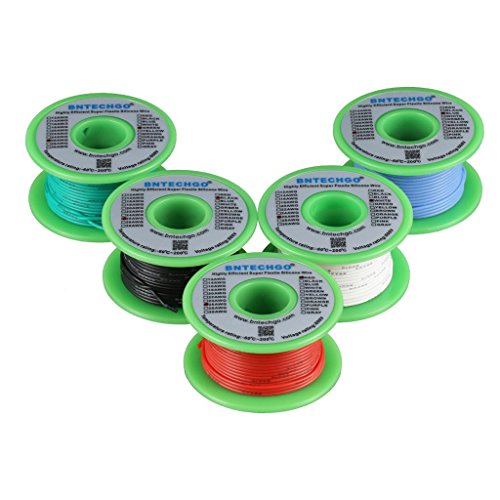 BNTECHGO 26 AWG Silicone Wire Kit 5 Color Each 30ft Stranded Tinned Copper | Flexible 26 AWG Stranded Wire Silicone Rubber Insulation For RC Models, Drone, Robot, LED Lighting Systems, 3D Printer, DIY - size: 5 Colors Each 30ft, style: 26 AWG silicone wir