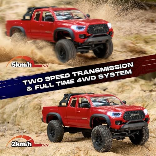 FMS FCX24 TOYOTA TACOMA 1/24 RC Crawler 4x4 RC Truck Crawler, Official Licensed Scale RC Rock Crawler with 2-Speed Transmission, High Torque Motor, All-Metal Bearings, RTR RC Car for Adults (GRAY) - color: Gray
