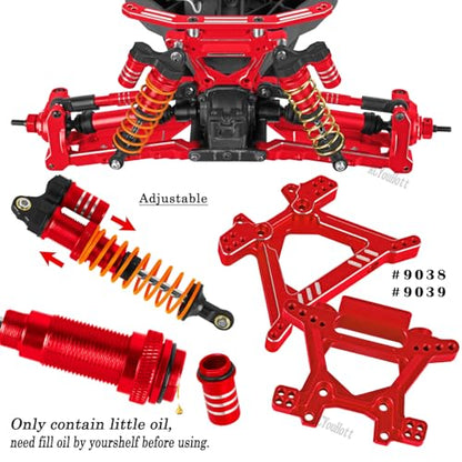 RC Upgrades Part for 1/10 Slash/Rustler/Stampede/Hoss 4x4 4WD VXL,Arm/Shocks/Caster Block,Steering Blocks,Stub Axle Carriers,Steering Bellcranks/Drive Shaft,Shock Tower/Links,Red - color: Red-(for 1/10）