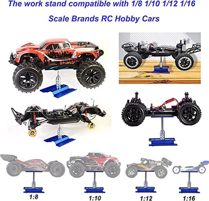 RC Car Work Stand Aluminum Repair Workstation, 360 Rotate, Suitable for 1/8, 1/10, 1/12, 1/16 Scale RC Cars