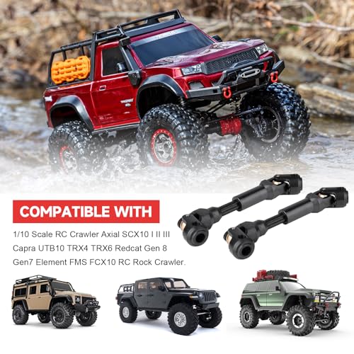 2pcs Hobbyfire 1/10 RC Crawler Drive Shafts Steel Universal Joint Driveshaft Heavy Duty for Axial SCX10 II III TRX4 Redcat Gen8 Gen7 Element Upgrades Parts(84-110mm) - style: 84-110mm