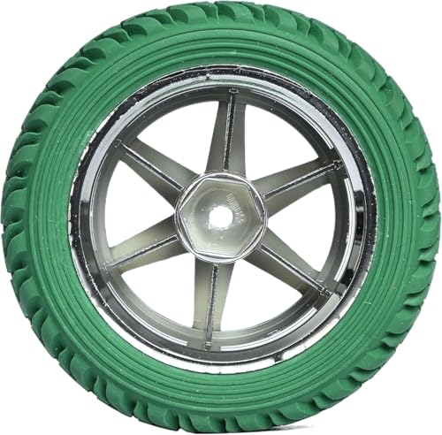 4PCS 75mm Rubber Tires and 6Spokes Plastic Wheel Rims Tyre for 1/10 RC On-Road Drift Racing Car 1:14 1:16 Rally Car for Tamiya Kyosho HPI HSP TT02 Upgrades Parts (Green Silver) - color: Green Silver