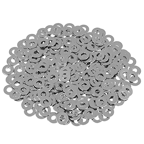 HELIFOUNER 500 Pieces M2 Flat Washers, 304 Stainless Steel, Inner Diameter 2mm, Outer Diameter 5mm, Thickness 0.3mm, Fender Washers, Metal Washers for Screws Bolts - size: M2