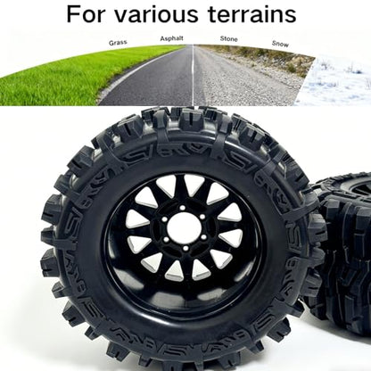 1/7 1/8 RC Monster Truck Tires and Wheels 12mm 14mm 17mm Hex, 6.69" OD Off-Road Tyres for Traxxas Maxx TMaxx Summit E-Revo 3.3 Arrma Kraton Notorious Outcast 6S Typhon 3S (L3)