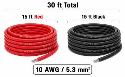 TUOFENG 10 AWG Silicone Wire - Ultra Flexible Stranded, Red/Black 30ft - size: 10 AWG 2 colors wire 15ft
