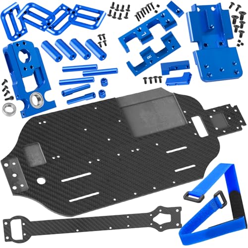 Carbon Fiber Chassis Upgrades Part for 1/10 F0rd F15O Rapt0r R 101076-4,RC Chassis Protect Armor Skid Plate Guard,Navy Blue - color: Navy Blue(1set)