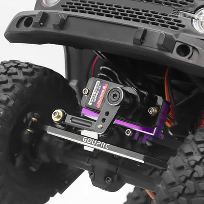 GOUPRC 4.6KG RC Digital Micro Servo of Metal Steel Gear with Servo Mount & Servo Horn & Steering Linker Kit for Axial SCX24 1/24 RC Car Crawler Upgrade - color: Black Horn & Linker Kit