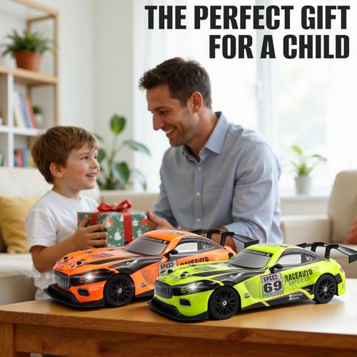 RC Drift Car, 1:24 Scale Remote Control Cars Vehicle for Kids, 2.4GHz 20KM/H 4WD High Speed RC Cars with LED Light Two Batteries & Drifting Tires Racing Sport Toy Car for Adults Boys Girls ZG05-Cyan - style: ZG05-Cyan