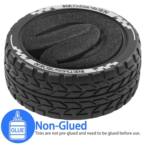 REDSPIDER RC Soft Rubber 1/10 On Road Tires 4PCS for Traxxas 4 Tec 2.0 Tamiya TT01 XV01 Kyosho WR8 Sakura WLtoys HPI HSP 1:10 RC Scale Touring On Road Racing Car Wheel Rims (Tire) - color: Tire