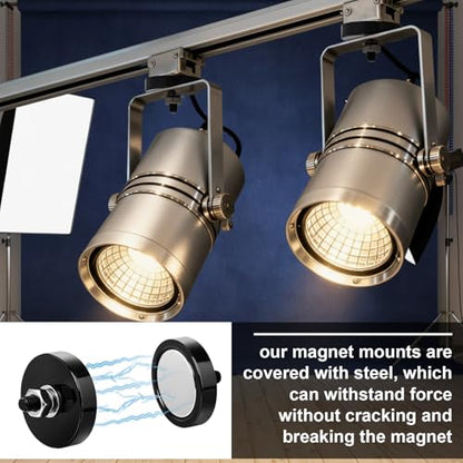 Flutesan 4 Pieces Heavy Duty Round Mounting Magnet with Bolt 1.89in-240lb-m8 Black with Male Thread Stud Strong Earth Magnet Super Powerful for Lighting Camera Brackets License Plate - color: Black, size: 1.89in-240lb-m8