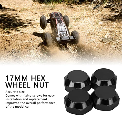 Alomejor RC Hex Wheel Nut,4PCS 17mm Hex Wheel Mount Nuts Compatible with 1/8 RC Car Upgrade Accessories(Black) - color: Black