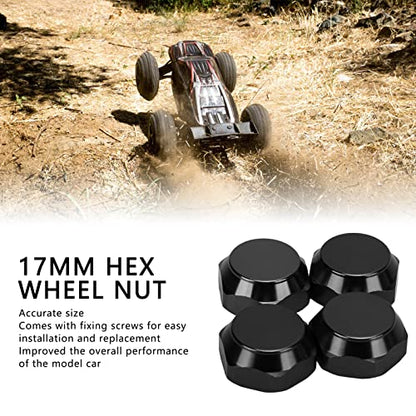 Alomejor RC Hex Wheel Nut,4PCS 17mm Hex Wheel Mount Nuts Compatible with 1/8 RC Car Upgrade Accessories(Black) - color: Black