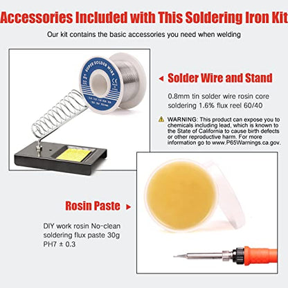 Electronic Soldering Iron Kit, 120W Digital Soldering Gun Tools | Portable Easy-play Solder Kit with 5pcs Extra Tips, 50g Solder Wire, Heavy Duty Holder, Cleaning Sponge, Solder Paste - color: Digital 120w 10-in-1