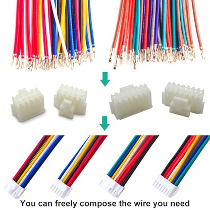 JST Connector Kit 2.0mm Pitch JST-PHB 2.0 Female Connector with Premium 22AWG Pre-Crimped Cables,Dual Row witht Lock PH 2.0mm 2 * 2/3/4/5/6/7/8/9/10 Pin Female Housing (PHB-MM-Kit) - size: JST-2.0MM-PHB Dual Row with Lock