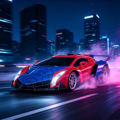 Spider Remote Control Car for Kids, RC Cars for Boys Kids 1:18 Electric Vehicle Toy Car Hobby Racing Car Toys with Lights & Controller, Birthday Gift for 3 4 5 6 7 8 9 Year Old Boys Girls