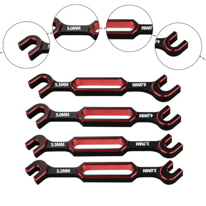 4pcs RC Wrenches 3.0/3.2/3.5/3.7/4.0/5.0/5.5/6.0mm w/ Screw Tray, Red | RC Turnbuckle Wrenches Nut Ball Joint Remover with Metric Screws Pallet Repair Tool Set for RC Crawler Car Boat Model - color: Red, W/ Screw Tray