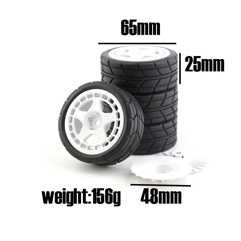 4PCS 12mm 65mm Rubber Tires Wheel Rim for 1/10 RC Rally Car HPI Tamiya LC Racing HPI Kyosho WRC Claw 43 Ken Block Fiesta Fifteen52 XV01 TT02