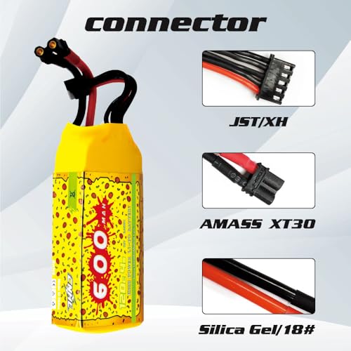 CNHL Pizza Series 600mAh 4S Lipo Battery 14.8V 120C with XT30 Plug for RC Car Truck Cinewhoop Boat Drone RC Airplane Quadcopter(4 Packs)
