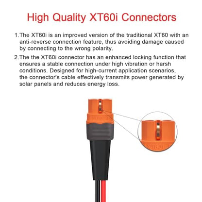 ELFCULB XT60i to O Ring Terminal Cable,12AWG XT60i Female to O Ring Connector with Tinned Pure Wire for RC Battery Solar Portable Power Station Solar Generator(5FT) | XT60i battery cable with stranded tinned copper wire for battery terminals, RVs, and sol