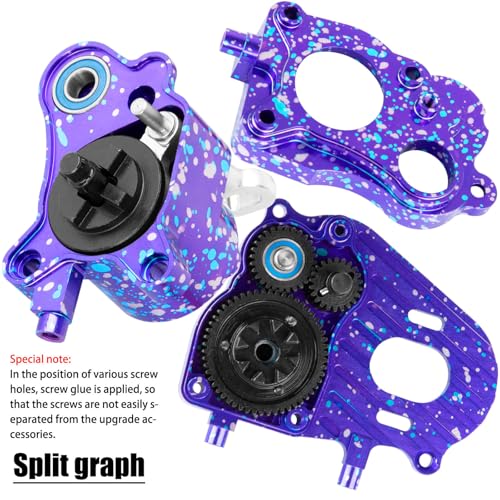 RC Gearbox Upgrades Part for 1/10 Axia 1 SCX10-AXI03004 Capra 1.9 UTB RC Crawler Car,Aluminum Gearbox Complete Transmission Case w/Spur Gear,Colour - color: Colour(hops Up)