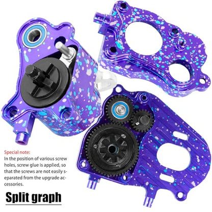 RC Gearbox Upgrades Part for 1/10 Axia 1 SCX10-AXI03004 Capra 1.9 UTB RC Crawler Car,Aluminum Gearbox Complete Transmission Case w/Spur Gear,Colour - color: Colour(hops Up)