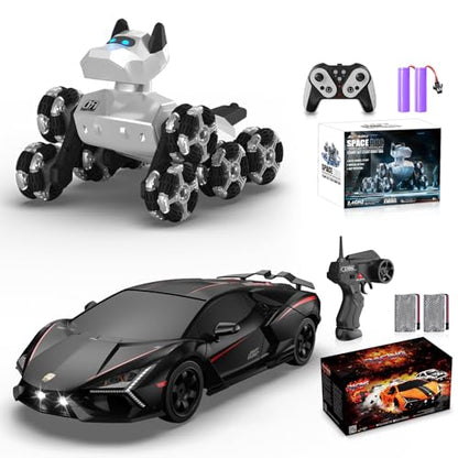 Remote Control Robot Dog Toy 2.4GHz 8WD All-Terrain Gesture Sensing Stunt RC Cars RTR Climbing Robot Dogs+Remote Control Car 1:16 RC Drift Car 4WD High Speed Drift RC Cars 2.4Ghz Racing Sport Toy Cars