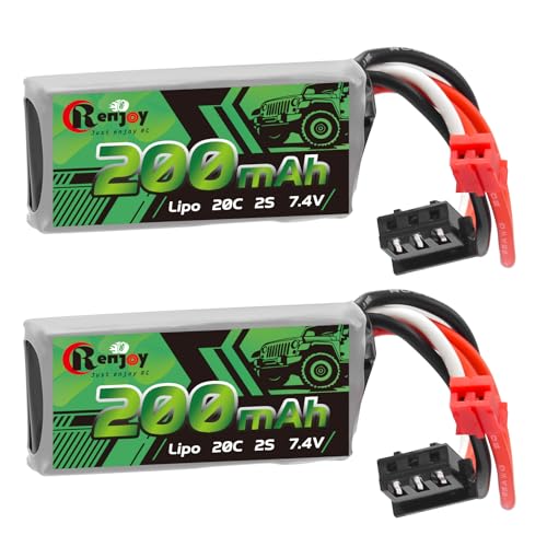 2PCS 7.4V Lipo Battery 2S 20C 200mAh Rechargeable Lithium Battery with PH2.0 Plug for RC Car Trucks Axial SCX30 - color: 200mAh/ 2pcs