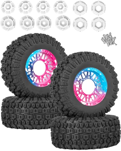 RC Wheels and Tires Truck Tires Short Course Tires for 1/10 Scale Car Arrm a Senton,Slash 2WD 4×4,Axia1,Rc4wd,Redcat,Plastic Wheels Rubber Tires,4pcs,Colorful - color: Colorful(4pcs)