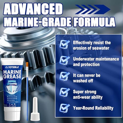 Marine Grease Tube, Waterproof High Temp, Against Water Washout 50g | Extreme Pressure Protection, Marine Grade Grease for Propeller Shaft, Rudder Bearing, Trailer & Boat Maintenance(-30°C-250°C)