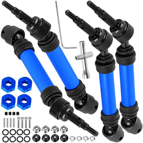 Drive Shaft Axles Upgrades Part for 1/10 4WD Slash/Rustler/Stampede/Jat0 4X4(BL-2s)(VXL),F0rd F15O,RC Front & Rear Steel DriveShaft CVD w/Hex Hops Up,#9051#9052,Navy Blue - color: Navy Blue - (4pcs Driveshafts)