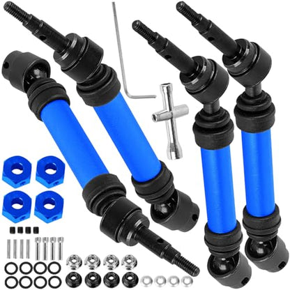 Drive Shaft Axles Upgrades Part for 1/10 4WD Slash/Rustler/Stampede/Jat0 4X4(BL-2s)(VXL),F0rd F15O,RC Front & Rear Steel DriveShaft CVD w/Hex Hops Up,#9051#9052,Navy Blue - color: Navy Blue - (4pcs Driveshafts)