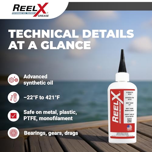 ReelX Fishing Reel Grease, Marine-Grade Anti-Rust Lubricant for Bearings, Spinning, Baitcasting, Spincast, Fly, Trolling & Electric Reels, Corrosion Prevention & Control - size: Oil 4oz Dropper