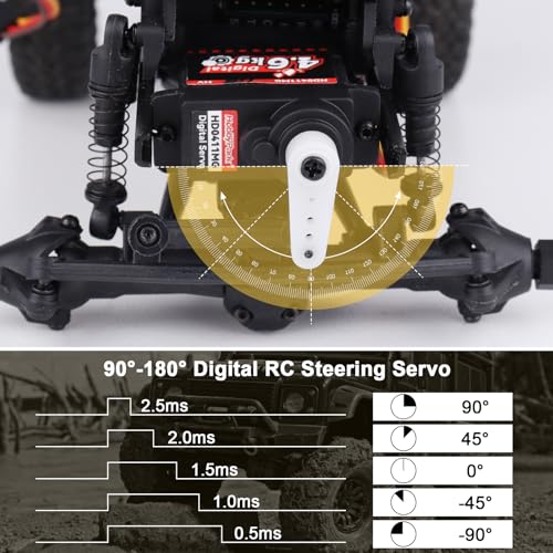 HobbyPark Pack of 4 Waterproof 12g Micro Servo Metal Gear Arduino Servo 4.6kg High Torque Digital Mini Servos for 1/24 RC Crawler Car RC Airplane RC Boat RC Robotics 5.0v-8.4v High Volts