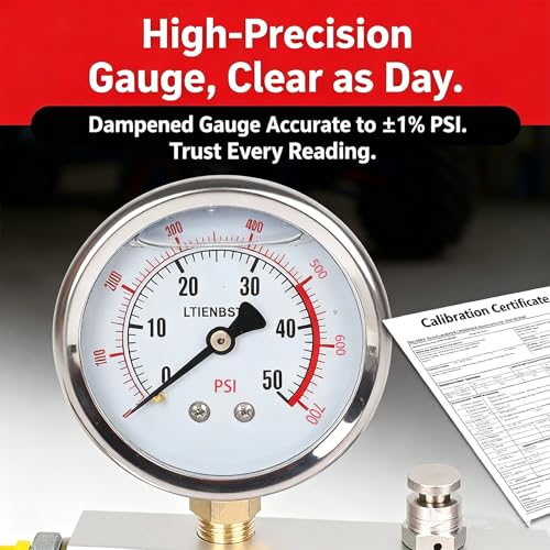 Nitrogen Regulator Shock Fill with 700Psi Nitrogen Gauge | Nitrogen Regulator Shock Fill No Loss Chuck Tool,Compatible with Kawasaki,Honda,Yamada,ATV, UTV's Shock with a Schrader Valve