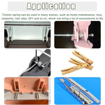 50Pcs Torsional Springs Assortment Kit 15 Sizes 304 Stainless Steel,45/90/120 Degree for Home Repairs & DIY Springs Assortment