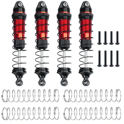 LSG 4Pcs Aluminum RC Shock Absorber Threaded Shocks for 1/18 LOSI Mini LMT 4x4 Brushed Monster Truck RTR Suspension Damper Upgrades Parts (Red) - color: Red