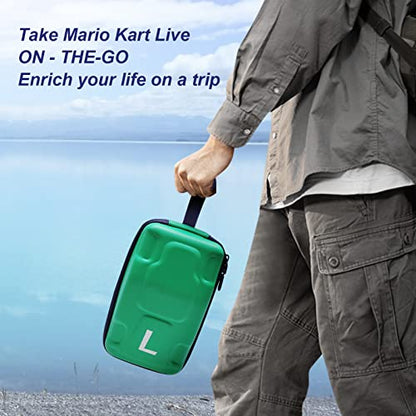 XANAD Hard Case for Nintendo Switch Mario Kart Live: Home Circuit Mario Set Luigi Set- Green Storage Bag - color: Green