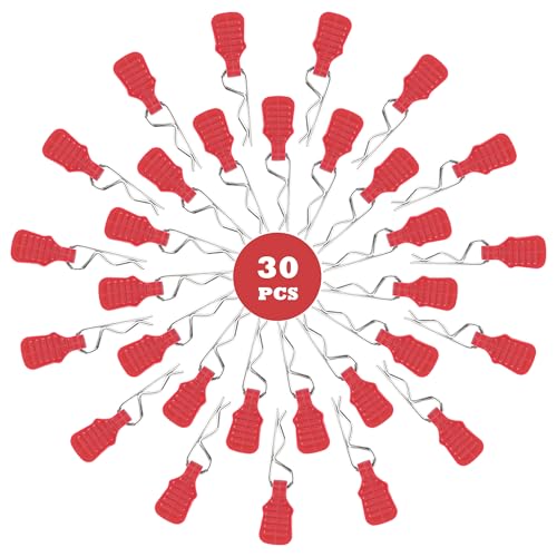30-Pack Mini Clips RC Cars Body Clip Pins with Pull Tabs for 1/24 1/28 1/36 Scale Micro Trucks Compatible with Axial SCX24 Wrangler JLU CRC JT Gladiator FCX24 WLtoys K969 RC Cars (Red) - color: 0.7mm