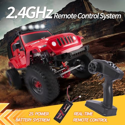 1:10 Scale RC Rock Crawler 4x4 - Hobby Grade All-Terrain RC Truck with Carbon Fiber Frame, All-Metal Gearbox, Waterproof ESC, 2.4GHz for Adults & Teens (Black) - color: Black