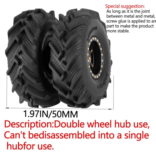 RC Full Brass 1.0in Dually Beadlock RC Wheel RC Tires for 1/24 1/18 SCX24 Trx4m Axial RC Crawler,1.0 RC Metal Wheel Hub Rim RC Truck Tires 4pcs