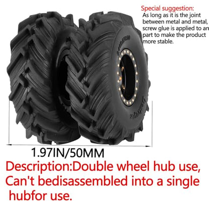 RC Full Brass 1.0in Dually Beadlock RC Wheel RC Tires for 1/24 1/18 SCX24 Trx4m Axial RC Crawler,1.0 RC Metal Wheel Hub Rim RC Truck Tires 4pcs