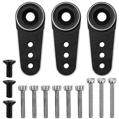 3Pack Aluminum 15T Servo Arm RC Mini Servo Horns Compatible with Emax ES08MA Servo Fit for Axial SCX24 1/24 RC Crawler (Black) - color: Black