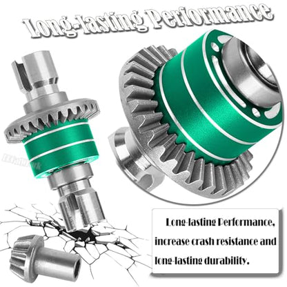 RC Front Rear Differential & Input Gear Upgrades Part for 1/14 H14BM 14209 14210 14301 14303 1/16 H16BM H16PL H16GT H16DR 16207 16208 16209 16210,BRCatWPark Steel Front & Rear Diff Set,Green - color: Green - (Front Rear Differential & Input Gear)