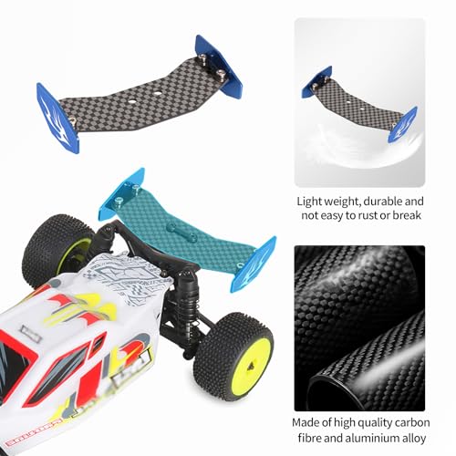 RC Rear Wing Carbon Fiber RC Tail Wing for Losi 1/24 Micro-B 2WD Buggy RC Car Upgrade Parts (Blue) - color: Blue