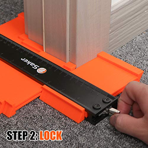 Saker Contour Gauge Duplication-Adjustable Lock-Precisely Copy Irregular Shape-Irregular Woodworking Tracing-Must Have Tool for DIY Handyman Men Husband Dad 10 Inch+5 Inch - style: 5+10inch Orange